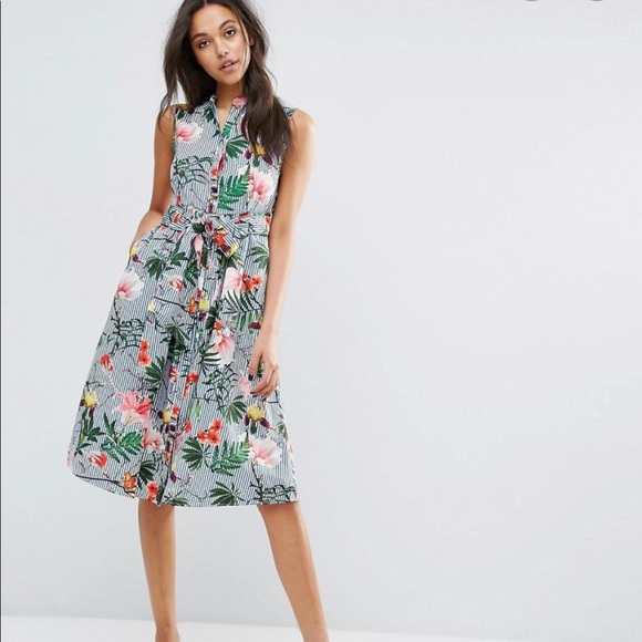 mango striped midi dress